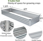 Meberam 2 Pack 6x1.5x1FT Galvanized Raised Garden Beds Kit Outdoor Metal Gardening Planter Box for Vegetable Elevated Flower Herbs,Silver