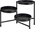 Kate and Laurel Finn Modern Tri-Level Metal Plant Stand, 7.25 x 7.25 x 10, Black, Indoor Multi-Tiered Plant Stand for Tabletop