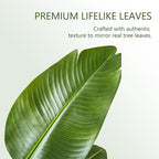 Birds of Paradise Plant Artificial, 4FT Fake Plants Faux Banana Leaf Tree with 9 Banana Leaves, Lifelike Tall Fake Tropical Palm Indoor Silk Floor Plant in Black Pot for House,Office,Room,Home Decor