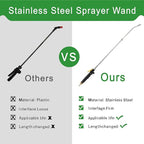 Sprayer Wand,Adjustable Universal Sprayer with 3/8" Brass Barb, Stainless Steel Replacement Sprayer Wand with Shut off Valve (36 Inches Sprayer Wand)