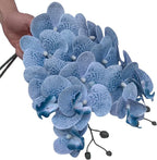 FagusHome 32 Inch Artificial Phalaenopsis Flowers 6 Pcs Artificial Orchid Flowers Stem Plants for Home Décor (Blue Piebald), FH1000143