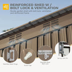 DWVO 9 x 4' Outdoor Storage Shed, Large Metal Tool Sheds, Heavy Duty Storage House with Lockable Doors & Air Vent for Backyard Patio Lawn to Store Bikes, Tools, Lawnmowers, Brown