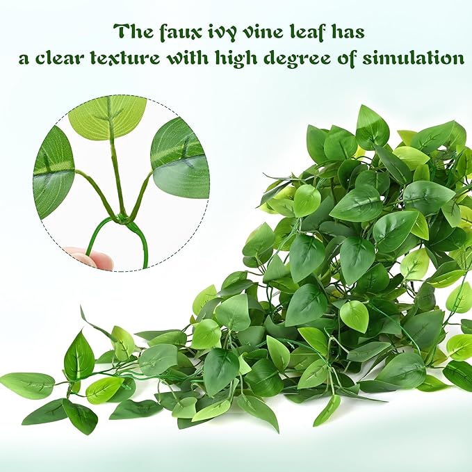 Waipfaru Fake Hanging Plants, 8pcs Artificial Hanging Plant, Faux Ivy Pothos Vines Greenery for Wall Home Bedroom Living Room Aesthetic Kitchen Office Aesthetic Kitchen Indoor Outdoor Decor
