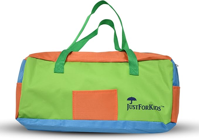 JustForKids Kids Garden Tool Set,detatchble, Portable 4-Piece Multicolored Set for Gardening, 2-Pack with Travel Bag, Ages 5+