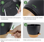 UOUZ 12 inch Large Self Watering Pots, Plastic Planters with 60oZ Removable Deep Reservoir and Multi Mesh Drainage Holes for Indoor Outdoor Garden Plants and Flowers, Black with Brown