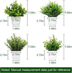 Yoratee 4 Pot Small Fake Plant Flowerpot Artificial Plastic Eucalyptus Plant Wheat Grass Shrub Plant Indoor Desk Coffee Table Bathroom Bedroom Home Decoration (4)