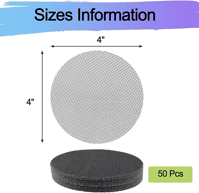 Bonsai Mesh Screen for Plant Pot Drainage 4 Inch, 50 Pcs Plastic Round Flower Pot Hole Mesh Cover Pad, Planter Bottom Drainage Inserts Grid Mat for Potted Succulent