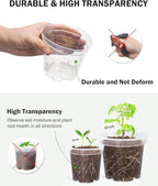 homenote Clear Nursery Pots for Plants,5 Inch Plant Pot for Planting Plastic Seedling with Drainage Holes Seed Starter Flower High Transparency with 20 Labels (30 Pack)