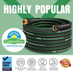 Heavy Duty Garden Hose 50 ft, NON-EXPANDABLE Water Hose with 10 Function Spray Nozzle, Lightweight Kink-less Hybrid Hose with Swivel Handle, Male to Female Fittings
