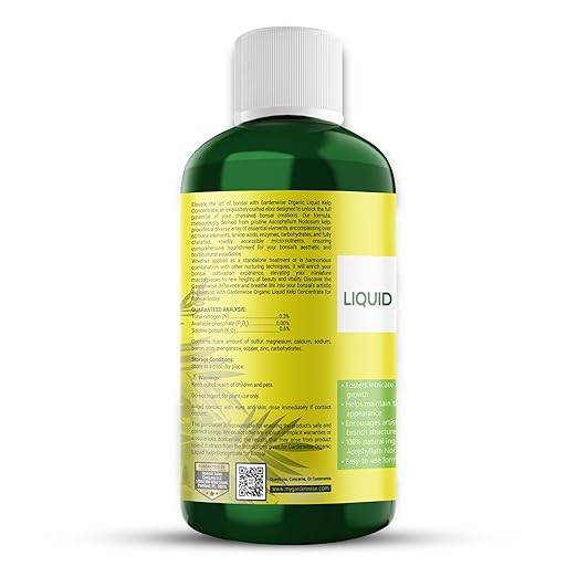 GARDENWISE Organic Premium Seaweed Fertilizer for All Bonsai - Liquid Kelp Plant Food - Nutrient-Rich Liquid Plant Food & Soil Enhancer for Growth Control (16 OZ)