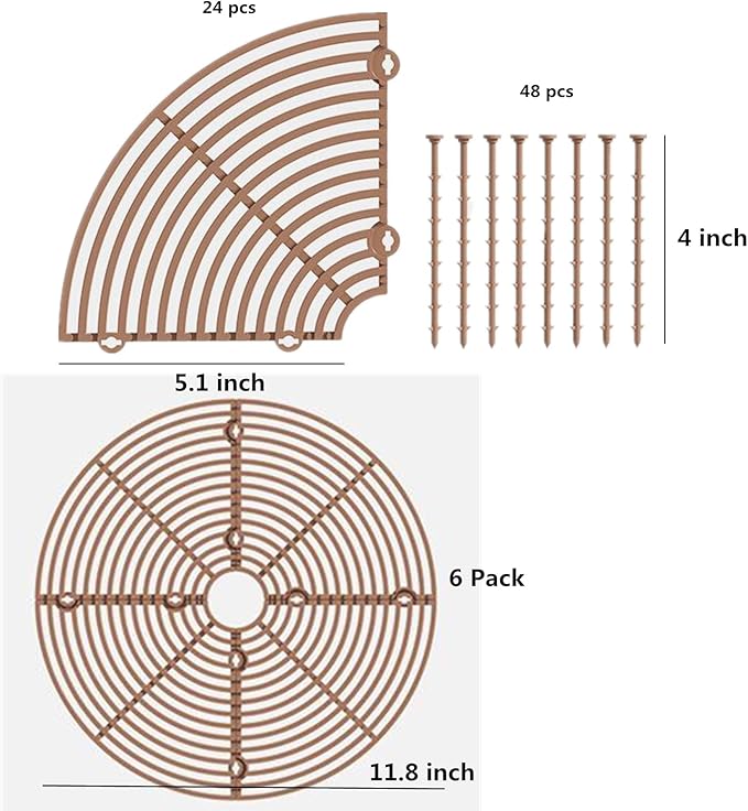 6 Pcs Plant Pot Grid Soil Protector Covers, 11.8" Cuttable Plant Protector Flower Pot Grid from Animals Cat Digging Stopper Plant Pot Cover with Stakes for Plant Gardening(6PCS Brown)