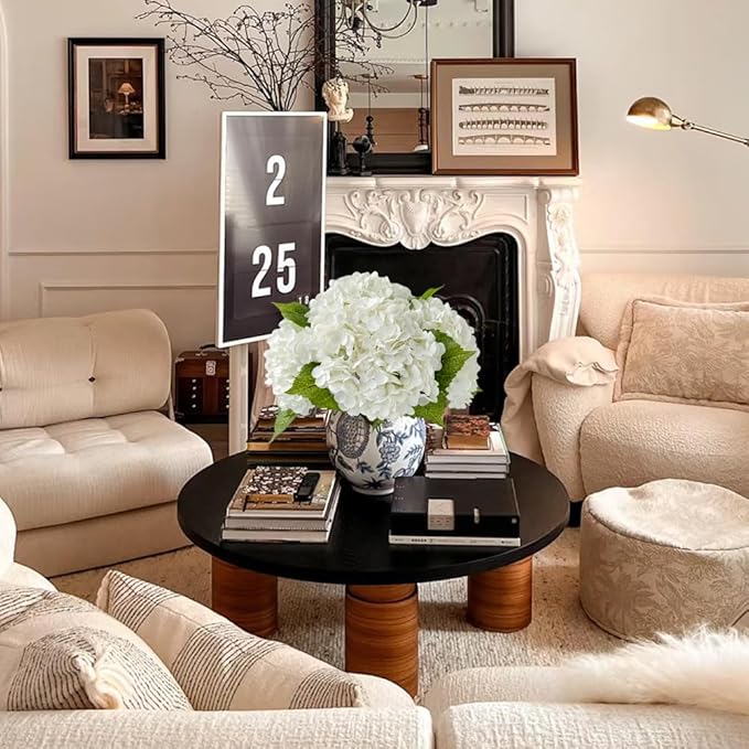 ZYTUYO 4 Pcs Real Touch White Hydrangeas Artificial Flower 21 inches Realistic Faux Latex Hydrangeas Flower for Home Decor Kitchen Living Room Spring Table Wedding Xmas Arrangement