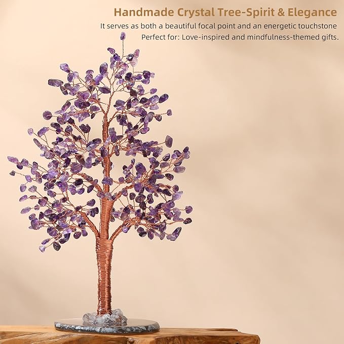 Hopeseed Amethyst Chakra Crystal Tree of Life Handmade Bonsai Healing Crystals Tree for Home, Desk, Living Room, Office Decor for Positive Energy, Good Luck Birthday Gift for Women, Mom, Men