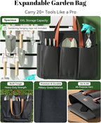VerdantVibes 9-Piece Garden Tool Set - Heavy Duty Gardening Hand Tools with Ergonomic Non-Slip Grips, Rust-Resistant Shovel, Trowel, Rake, Pruner & Storage Bag - Ideal Gardening Gifts for Women