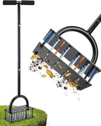 Lawn Aerator, 15x3 Solid Steel Tines for Efficient Aeration, Dual-Spring Auto-Clean to Prevent Clogging, 38" Ergonomic T-Handle & Wide Foot Pedal Used for Courtyard,Garden,Patio