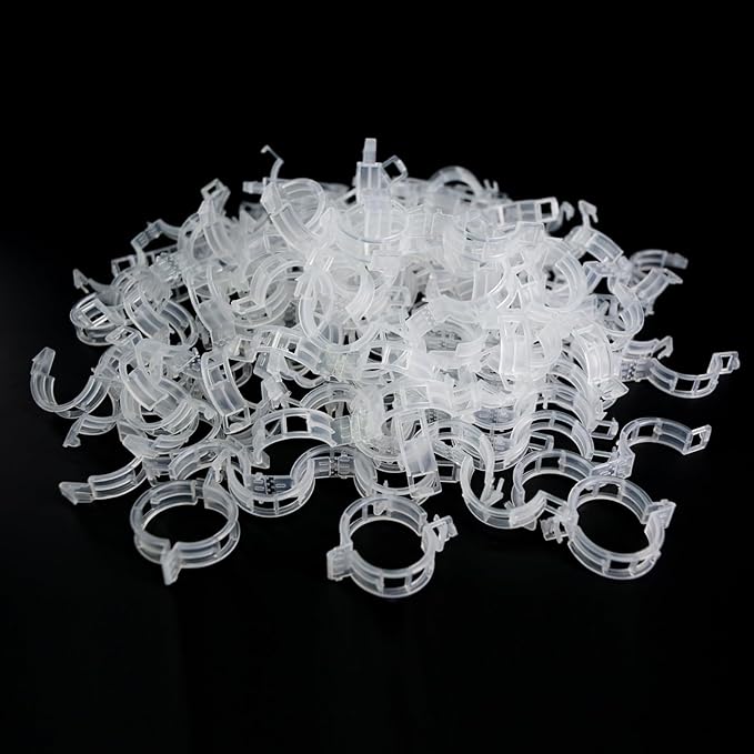 Tomato Clips for Climbing Plants 100 Pack, Plant Support Clips & Garden Clips for Vegetables Vine, Clear Reusable Plastic Plant Clips Indoor Outdoor Gardening