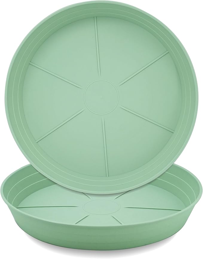 LWALRS Plant Saucer 14 Inch 2 Pack 6 8 10 12 14 16 18 20 25, Plastic Plant Trays for Pots，Extra-Deep Plant Water Dray Tray, Bird Bath Bowl, Heavy Flower Plant Saucers Indoors and Outdoor No Holes