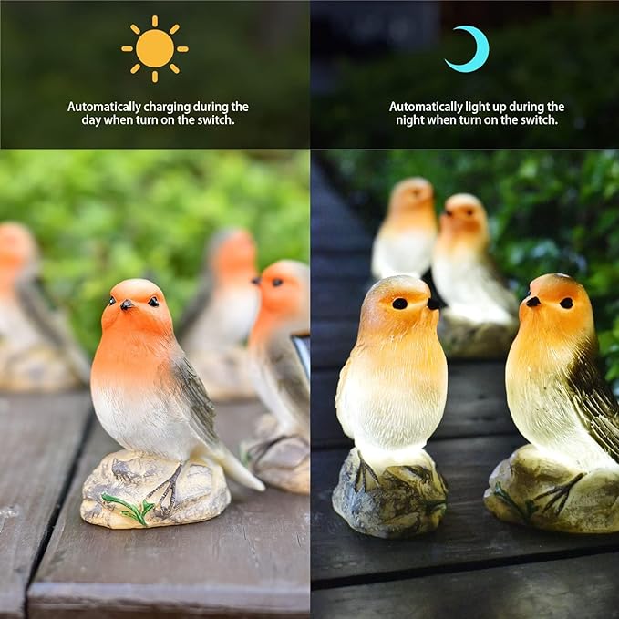 Solar Bird Garden Statue with Lights, for Mom Grandma, Waterproof Outdoor Decor for Yard Patio Lawn, Unique Garden Gifts for Mom Women