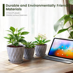 Meowell 7/6.5/6/5.5/5/4.5/4 inch Plant Pots for Indoor Outdoor Plants, 7 Pack Thick Flower Pots with Drainage Holes and Saucers, Modern Wave Texture Plastic Planters Nursery Pots, Speckled Grey