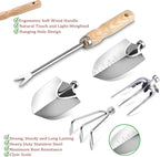 10-Piece Heavy-Duty Gardening Tools Set with Tote Bag - Rust-Proof Aluminum Gardening Hand Tools with Non-Slip Ergonomic Wood Handle - Gardening Supplies Set Ideal Gift for Men & Women
