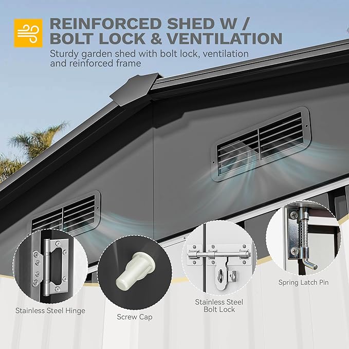 DWVO 10'x8' Large Metal Outdoor Storage Shed, Heavy Duty Tool Storage Sheds for Backyard Patio Lawn - Ideal for Bicycles, Garden Tools, and Lawn Equipment, Easy-to-Assemble, Dark Gray