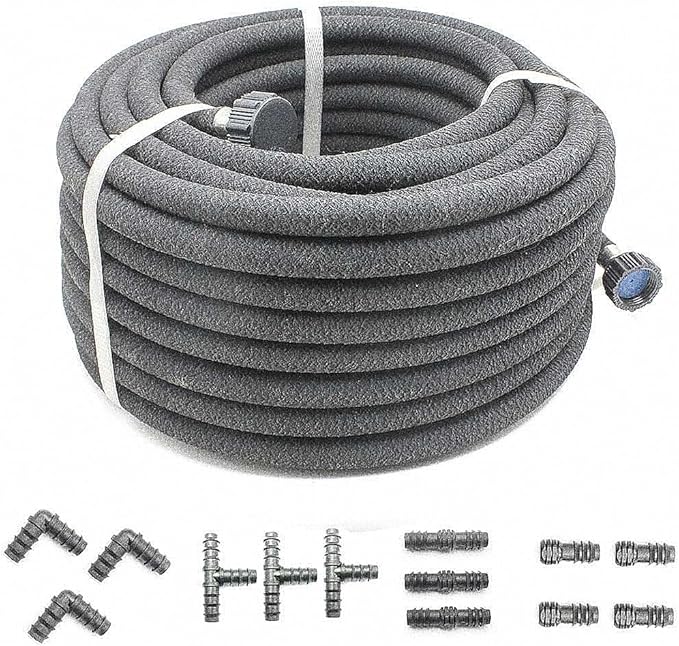 Taisia 1/2" Soaker Hose 100 ft Round Rubber Garden Water Hoses, Heavy Duty Drip Hose for Watering Irrigation, Water Seeper Soaker Hoses for Garden, Lawn and Plants