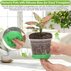 Caffox 45PCS Reusable Seed Starter Kit Includes 20 Packs 5" Clear Nursery Pots with Silicone Base, Repotting Mat, Gardening Gloves, Plant Labels and Seedling Tools for Easy Transplant