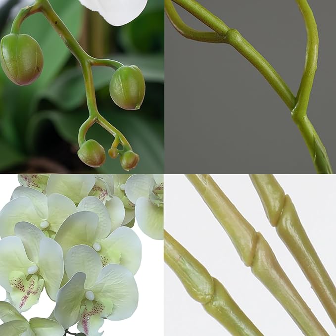FagusHome 32 Inch Artificial Phalaenopsis Flowers 6 Pcs Artificial Orchid Flowers Stem Plants for Home Décor (Light Green), FH1000143