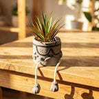 Creative Artificialplant Succulents in Cement Pots with Hanging Leg, Potted Mini Fake Plants Kitchen Shelves Decor, Bathroom Shelf Small Plants Decor, Faux Succulents for Office Wall Shelf Decorations