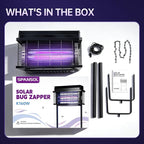 Solar Bug Zapper Outdoor, Purple UV Mosquito Zapper with Smart Rain Off Rechargeable Mosquito Killer Lamp, Wireless Solar Powered Fly Trap for Yard Patio RV (Black)