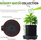 15” Self-Watering Plant Saucer, Capillary Action Theory Auto-Irrigation System, 4-Pack Bases with pH Test Tank & Water Gauge, Heavy Duty for Use in Indoor Grow Tents/Outdoor Gardens