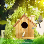 Bird Houses for Outside Clearance, Bird House Natural Wood Birdhouse with Pole, Hanging Blue Bird Houses for Outdoors Garden Country, Finch Cardinals Swallow Wren Bluebird House