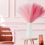 SeptCat 60 Pcs Pampas Grass Pink Decor 21.7" Fluffy Faux Short Pampas Grass Artificial Small Pompas Grass Flower Vase Filler for Home Wedding Decoration