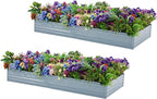 Meberam 2 Pack 6x3x1FT Galvanized Raised Garden Beds Kit Outdoor Metal Gardening Planter Box for Vegetable Elevated Flower Herbs,Gray