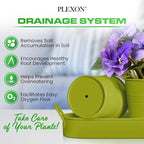 Plexon Herb Planter Indoor Garden Set of 3 with Tray, Metal Herb Pots for Indoor Plants, Round Kitchen Garden Kit Ideal for Windowsill Planter or Countertop, Green Powder Coated