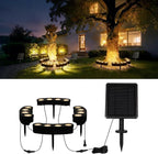 Sublume Solar Tree Lights Outdoor, Palm Tree Lights, Large Solar Panel with 4000mAh Battery, Ring Warm White LED Uplights for Tree, 3-in-1 (Stake/Tie/Hang), IP65 Waterproof, Tree Spotlights for Garden