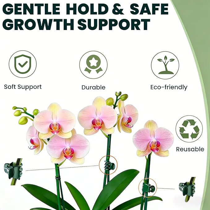 100 Pcs Standard Orchid Clips - 0.7-inch Max Opening, Dark Green Plant Support Clips, Gentle Hold with No Damage for Phalaenopsis and Small-Medium Stems