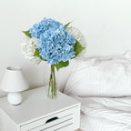 ZYTUYO 4 Pcs Real Touch White Light Blue Hydrangeas Artificial Flower 21'' Realistic Faux Latex Hydrangeas Flower for Home Decor Kitchen Living Room Spring Table Wedding Xmas Arrangement