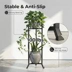 2 Tier Plant Stand Indoor Outdoor, Heavy Duty Metal Shelf Flower Storage Plant Holder for Patio Living Room Balcony Garden, No Wobble Design (No Pots)