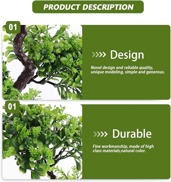 Cabilock Artificial Bonsai Tree, Fake Potted Bonsai Plants Decoration, Desktop Realistic Welcoming Pine Ornament for Home Office Entryway Chests Decor, Red (Green)