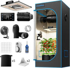 Grow Tent Kit Complete System 2.3x2.3 ft, 100W LED Grow Light with LM301H EVO & Sunrise Timer, 1680D High-Reflective Mylar Tent, 4 Inch Smart 2-in-1 Ventilation System with Carbon Filter & Clip Fan