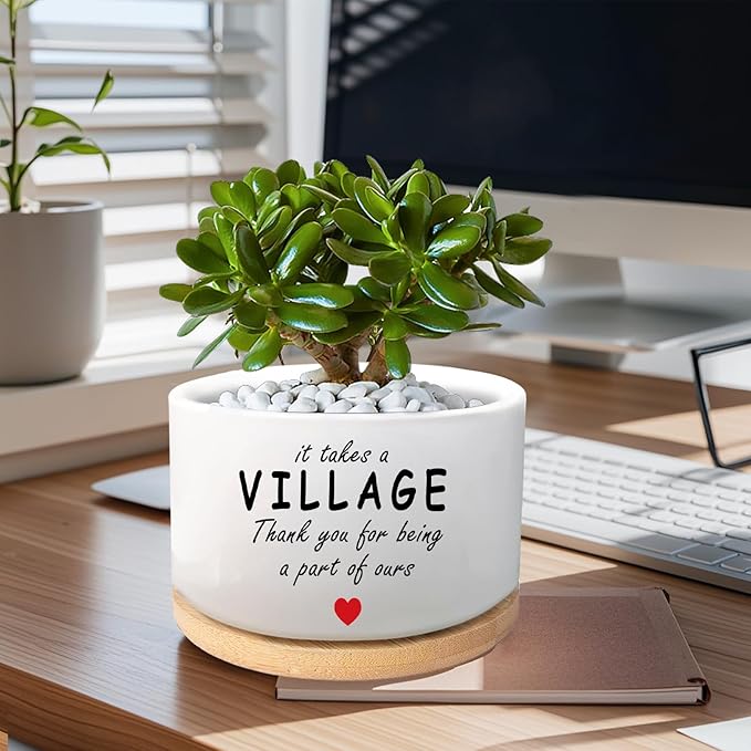 Thank You Gifts for Women Men, Appreciation Gifts for Teacher Coworker Nurse Employee Daycare Provider Nanny, Teacher Appreciation Gift, Succulent Plant Pot, Flower Planter(Plants Not Included)