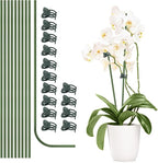 10Pcs Plant Support Stakes with 15pcs Plant Clips,15.7 Inches Bendable Plant Sticks for Indoor and Outdoor Plants,Single Stem Flower Stakes for Phalaenopsis Orchid Flower Roses(Green)
