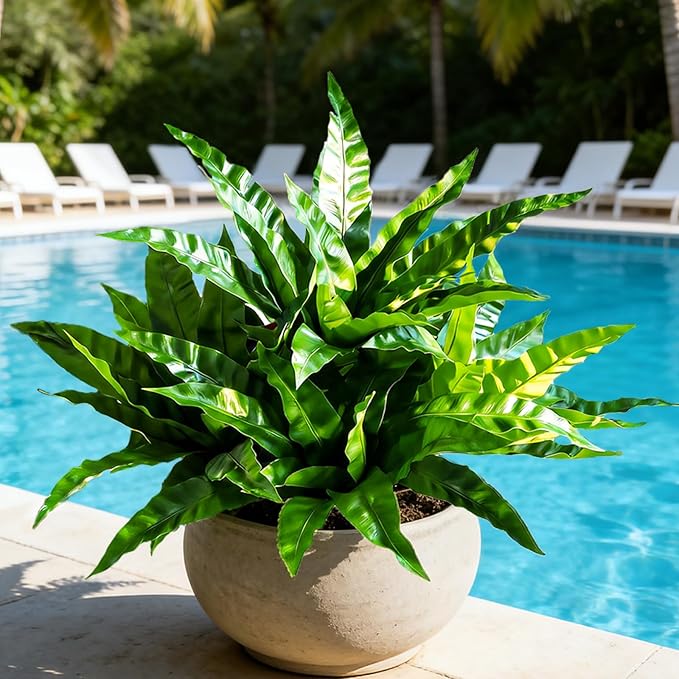 8Pcs Fake Ferns,35in Outdoor Faux Plants UV Resistant,3D Real Touch Fake Plants Total 120 Blades,Weatherproof Artificial Plants Outdoor Indoor for Garden Porch Home Office Living Room Decor