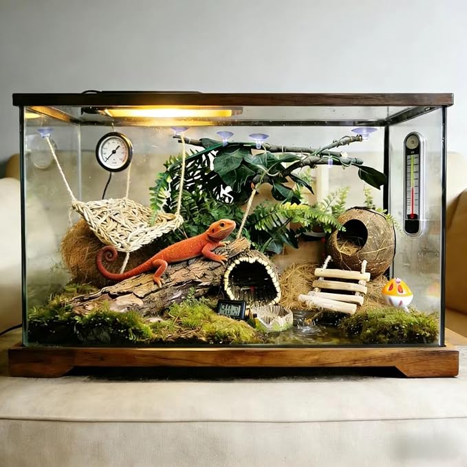 TEICCI 20items Bearded Dragon Tank Accessories Set,20-Piece Kit Leopard Gecko Tank Accessories with Reptile Bridge,Bearded Dragon Hammock,Decor Suitable for Lizards, Geckos, and Chameleons