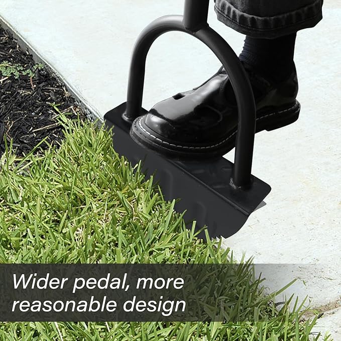 Byhager Professional Edge Lawn Tool, Heavy Duty Steel Half Moon & Saw-Tooth Blade for Clean Borders, Long Handle Reduces Back Strain, Manual Edger Ideal for Garden Edges, Sidewalks, Flower Beds