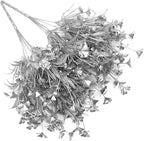 PASYOU Artificial Plants for Christmas Decor, Plastic Grass Faux Shrubs Simulation Flower Leaves Indoor Outdoor Home Garden Planter Filler Party Hotel Verandah Wedding DIY Decoration - Silver 4 Pack