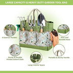 Gardening Tools 12-Piece, Durable Heavy Duty Garden Tool Set Stainless Steel, Garden Hand Tools with Tote Bag, Non Slip Handles, Gardening Ideal Gifts for Women and Men