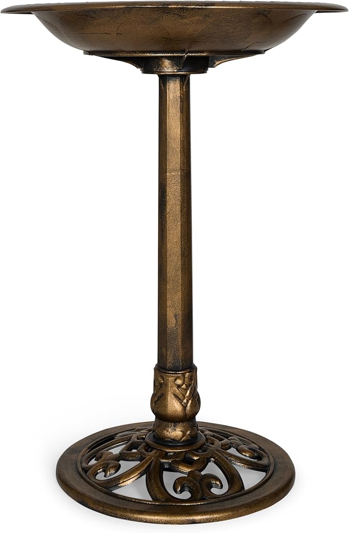 Backyard Expressions Outdoor Garden Bird Bath - Bronze - Weather Resistant Polyresin - 27 Inch