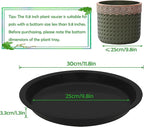 6 Pack 12 Inch Round Plant Saucers for Less 10 Inch Pot Indoors Outdoors Plant Trays for Pots Planter Saucer Plastic Drip Tray Planter Water Tray (Black, 11.8"(6pcs))